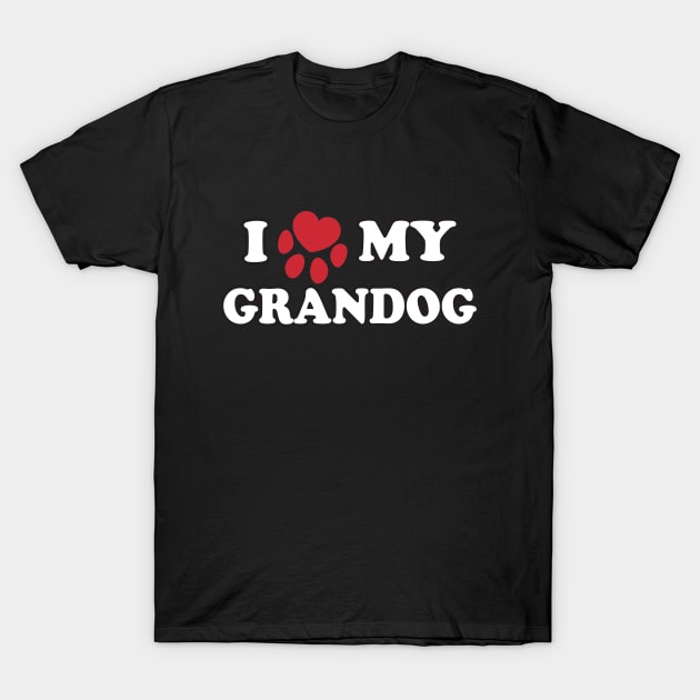 I Love My Grandog Red Paw For Old Dogs T-Shirt by SubtleSplit